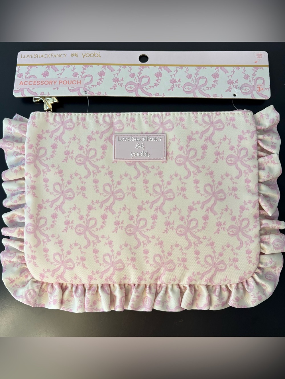 NWT LoveShackFancy x Target- Yoobi Pink Bow Accessory Pouch